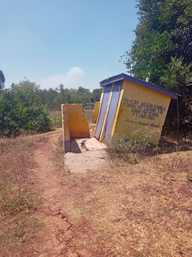 Collapsed toilet block near Kubar school.