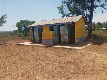 Toilet block near Kubar school funded by the Kenyan Government which replaced a collapsed block.