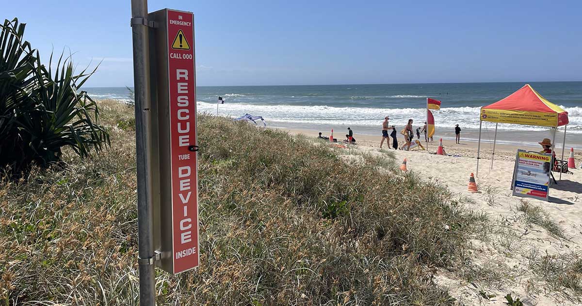 Beach safety devices - rescue tube on Salt Beach