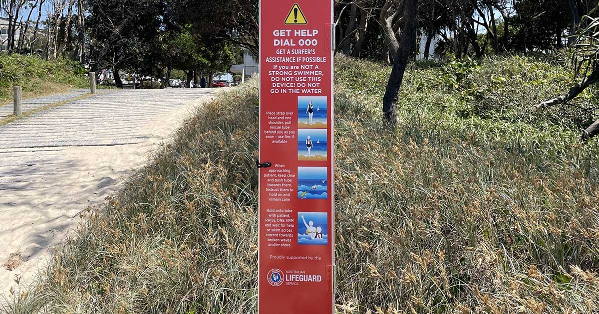 Beach safety sign on Salt Beach