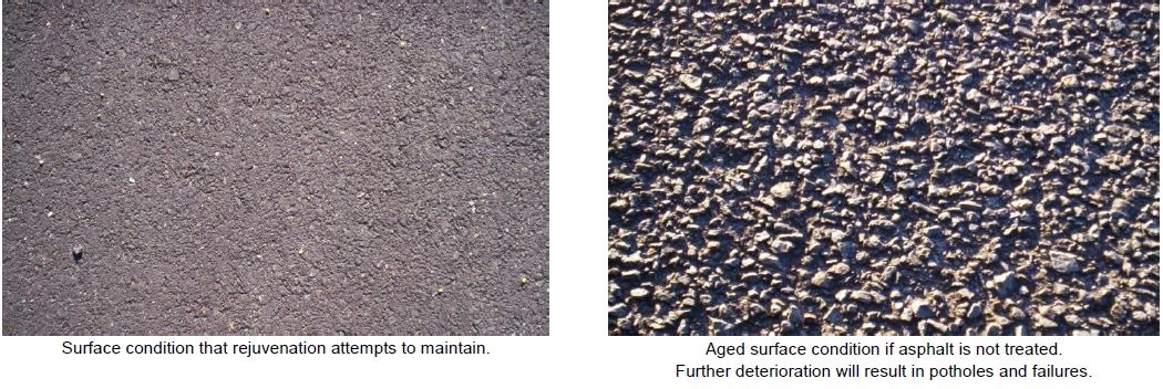 Road rejuvenation surface comparison