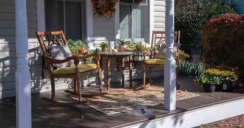 Deck or patio at front of a house