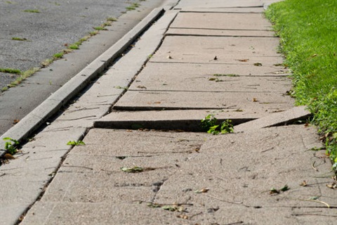 Damaged footpath