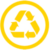 Yellow recycling icon