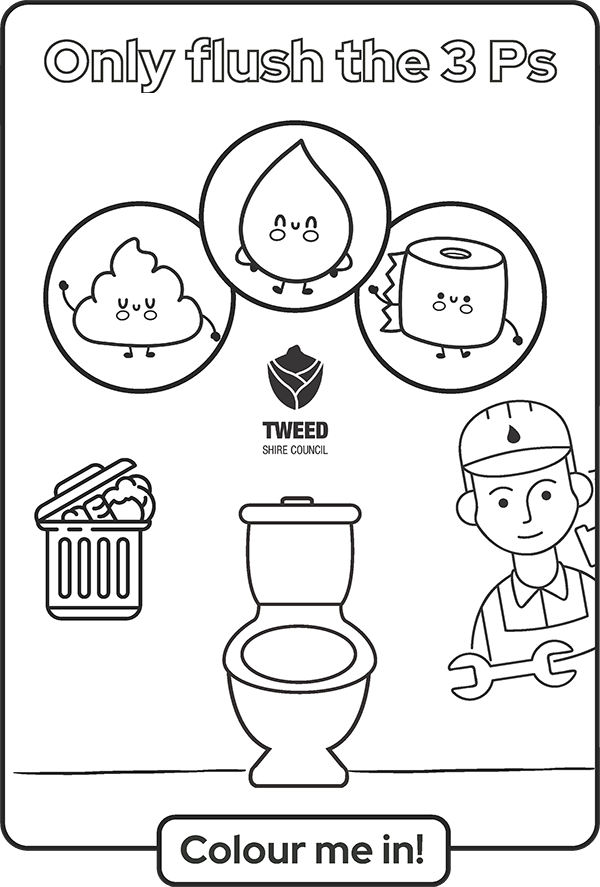 Colouring sheet - Only flush the 3Ps